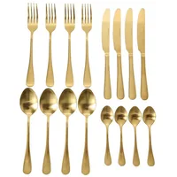 Boltze Besteck-Set Landlord 16-teilig, Gold - Produkttyp: Besteck-Set - Material: Edelstahl - Griffmaterial: Edelstahl - Detailfarbe: Gold - Anzahl Teile: 16 Teile - Spülmaschinenfest: Ja