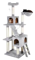 Kerbl Kratzbaum Square – Grau, 84 x 50 x 178 cm - Höhe: 178 cm - Anzahl Liegeplätze: 5 × - Detailfarbe: Hellgrau - Tierart: Katze - Produkttyp: Kratzbaum