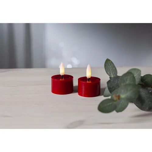 Star Trading LED Teelichter Set 2 Pack Flow 5 cm – rot - Betriebsart: Akkubetrieb - Fernbedienung: Nein - Aussenanwendung: Nein - Timerfunktion: Ja - Set: Ja - Durchmesser: 4 cm
