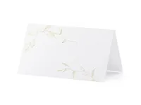 Partydeco Tischkarte Zweige 9.5 x 5.5 cm, 10 Stück, Weiss/Gold - Papierformat: 9.5 x 5.5 cm - Motiv: Hochzeit - Verpackungseinheit: 10 Stück - Detailfarbe: Gold - Weiss - Inkl. Couvert: Nein