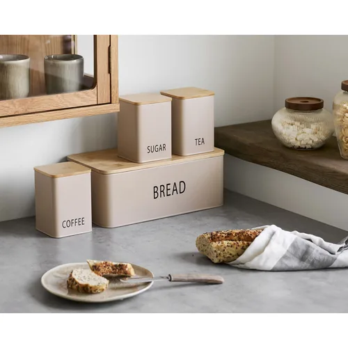 House Nordic Tula bread box Rectangular Beige Metal, Bamboo