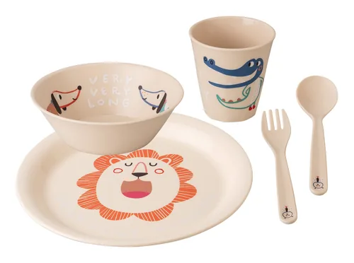 Koziol Kindergeschirrset VERY VERY AT HOME almond, 4er Set - Art: Kindergeschirrset - Materialtyp: Biokunststoff - Material: Biozirkulärer Kunststoff - Eigenschaften: Aus recyceltem Material - Detailfarbe: Almond - Spülmaschinenfest: Ja