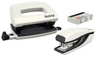 Leitz Set NeXXt WOW Mini-Locher und Mini-Heftgerät Perlweiss - Anzahl Lochsegmente: 2 - Stanzkapazität: 10 Seiten - Detailfarbe: Weiss