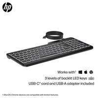 HP 400 Backlit Wired Keyboard clavier Maison USB Noir