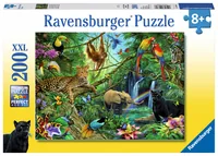 Ravensburger Puzzle Tiere im Dschungel 200 XXL Teile - Motiv: Tiere - Altersempfehlung ab: 8 Jahren - Tiefe: 3.7 cm - Breite: 33.5 cm - Effekte: Grosse Puzzleteile - Nachhaltigkeit: FSC®