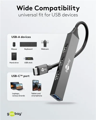 Goobay 74457 interface hub USB 3.2 Gen 1 (3.1 Gen 1) Type-C 5000 Mbit/s Light grey