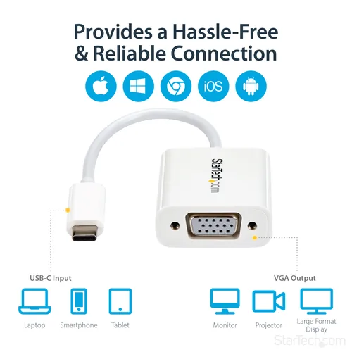 USB-C TO VGA ADAPTER - WHITE .