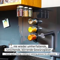 Silwy Feinkost-Magnetgläser-Set 0.192 l, Schwarz/Transparent - Produkttyp: Outdoor-Vorratsdose - Materialtyp: Glas - Material: Metall - Detailfarbe: Transparent - Schwarz - Set: Ja - Verpackungseinheit: 1 Stück