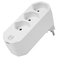 STEFFEN Mehrfachstecker 3 x T13, drehbar 320°, Weiss - Detailfarbe: Weiss - Schalter: Nein - Steckdosenanzahl: 4 - Ausstattung: 1x USB-C - Kinderschutz: Nein