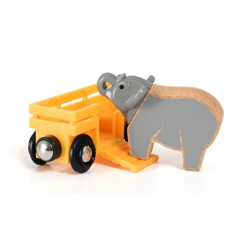 BRIO Eisenbahn Tierwaggon Elefant - Kategorie: Fahrzeuge & Anhänger - Eisenbahnwagen & Lokomotiven - Altersempfehlung ab: 3 Jahren - Material: Metall - Kunststoff - Holz - Eigenschaften: Keine Eigenschaft - Zertifikate: FSC