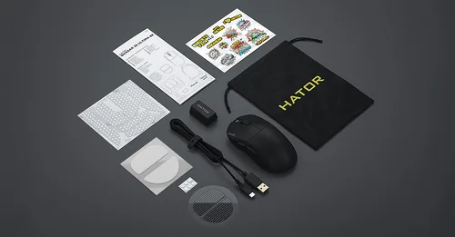 HATOR Quasar 3S Ultima 8K Wireless (HTM660) Black mouse Right-hand RF Wireless + Bluetooth + USB Type-C 30000 DPI