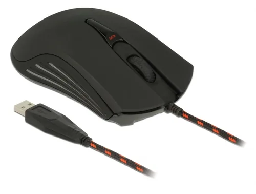 Delock Gaming-Maus 12531 USB 4800 dpi - Maus-Typ: Standard - Maus Features: Programmierbare DPI-Einstellung - Umschaltbare DPI-Auflösung - Beleuchtung - Programmierbare Tasten - Scrollrad - Bedienungsseite: Universal - Detailfarbe: Rot - Schwarz - Verbind