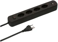 Max Hauri Steckdosenleiste Basic-Line 4x T13, USB A+C, Schalter, Schw - Einsatzgebiet: Indoor - Detailfarbe: Schwarz - Kinderschutz: Nein - Steckertyp Ausgang: T13 - Schalter: 1 Schalter - Steckdosenanzahl: 4