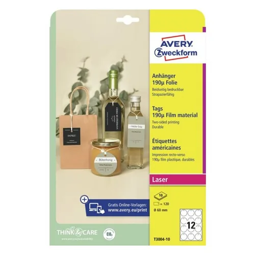 Avery Tags White Non-adhesive printer label