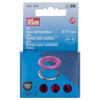 Prym Ösen mit Scheiben 20 Stück, Pink-Silber - Verpackungseinheit: 20 Stück - Detailfarbe: Pink - Silber - Produkttyp: Ösen