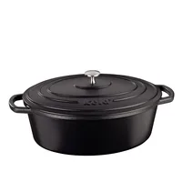 Kela Bräter Calido oval 33 cm, Schwarz - Material: Gusseisen - Topfart: Bräter - Kompatible Kochfelder: Backofen - Glaskeramik - Gas - Halogen - Induktion - Elektro - Antihaftbeschichtung: Nein - Detailfarbe: Schwarz - Spülmaschinenfest: Nein