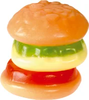 Trolli Gummibonbons Mini Burger Box 150 g - Produkttyp: Gummibonbons - Nährwertangabe pro: 100 g - Energiegehalt (in kj): 1439 KJ - Energiegehalt (in kcal): 339 Kcal - Fett: 0.1 g - Gesättigte Fettsäuren: 0.1 g