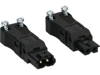 Max Hauri Set Stecker und Kupplung AC 164 flach, 2-polig - Detailfarbe: Schwarz - Stromanschluss Seite A: AC 164 - Schalter: Nein - Stromanschluss Seite B: Schraubklemme - Typ: Montagestecker - Montagekupplung