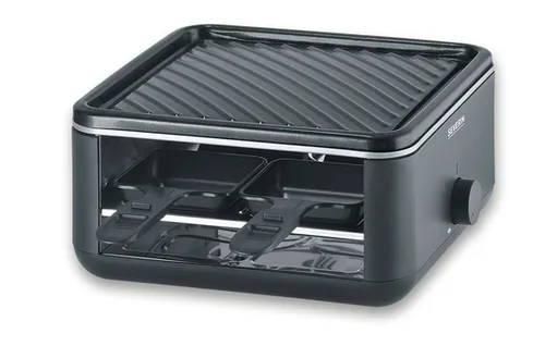 Severin Racletteofen Black Line Lite Mini RG 2360 4 Personen - Anzahl Personen: 4 - Funktionen: Antihaftbeschichtung - Grillplatte - Raclette - Regelbarer Thermostat - Rutschfeste Füsse - Connect-System: Keine Angaben - Grillplatte: Keramik - Pfännchenabl