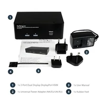 StarTech.com 2 Port Dual DisplayPort USB KVM Switch mit Audio - DisplayPort Desktop KVM Umschalter mit USB Hub - 4xUSB Buchse 2xDP Buchse - K