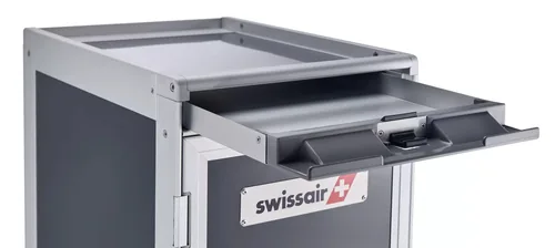 diaqua® Bartrolley Flugzeug Swissair Anthrazit, 30.1 x 103 cm - Tiefe: 40.5 cm - Breite: 30.1 cm - Höhe: 103 cm - Detailmaterial: Kunststoff - Aluminium - Grundmaterial: Metall
