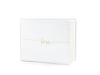 Partydeco Gästebuch Love 24 x 18.5 cm, Weiss/Gold - Frontseite wechselbar: Nein - Albumart: Gästebuch - Medienformat: 24 x 18.5 cm - Material: Polypropylen (PP) - Detailfarbe: Weiss - Gold - Altersgruppe: Erwachsene