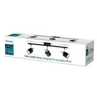 Philips Aufbauspot Meranti 3 x 35W GU10 Schwarz, ohne Leuchtmittel - Leuchten Kategorie: Spot - Betriebsart: Netzbetrieb - Lampensockel: GU10 - Farbtemperatur Kelvin: Je nach Leuchtmittel - Gesamtleistung: 35 W - Farbwiedergabeindex CRI: 0