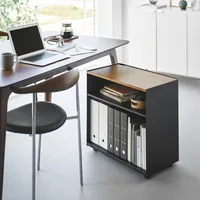 Yamazaki Servierwagen Tower 60.3 x 59 cm, Schwarz - Tiefe: 35.3 cm - Breite: 60.3 cm - Höhe: 59 cm - Detailmaterial: Metall - Nylon - Holz - Grundmaterial: Holz - Metall