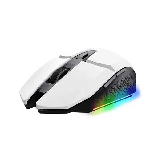 Trust Gaming-Maus GXT110 Felox Weiss - Maus Features: Umschaltbare DPI-Auflösung - Daumentaste - Beleuchtung - Scrollrad - Bedienungsseite: Universal - Detailfarbe: Weiss - Gewicht: 116 g - 92 g - Verbindungsart: Kabellos - Schnittstelle: USB-A