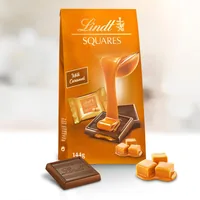 Lindt Schokoladen-Pralinen Squares Milk Caramel 750 g - Produkttyp: Milch - Nährwertangabe pro: 100 g - Energiegehalt (in kj): 2125 KJ - Energiegehalt (in kcal): 509 Kcal - Fett: 28 g - Gesättigte Fettsäuren: 18 g