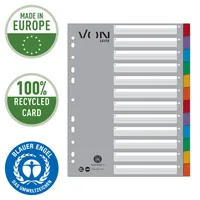 Leitz VON 13010000 tab index Blank tab index Cardboard Blue, Green, Grey, Orange, Red, Violet, White, Yellow