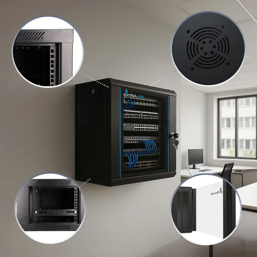 Extralink EX.2893 étagère 4U Rack monté sur le mur Noir