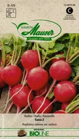 Samen Mauser Samen BIO Radies Saxa 2 - Aussaatzeit: April - Februar - Juli - Juni - Mai - März - Sonneneinstrahlung: Sonnig - halbschattig - Saattyp: Bioline - Gemüsegruppen: Knollen- und Wurzelgemüse - Erntezeit: April - August - Juli - Juni - Mai - Sept