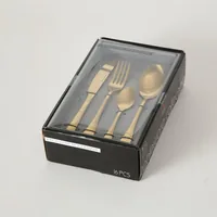 Boltze Besteck-Set Landlord 16-teilig, Gold - Produkttyp: Besteck-Set - Material: Edelstahl - Griffmaterial: Edelstahl - Detailfarbe: Gold - Anzahl Teile: 16 Teile - Spülmaschinenfest: Ja