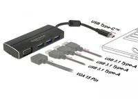 Delock Dockingstation USB 3.1 Typ-C Gen1 - 3x Typ-A + 1x VGA - Ladefunktion: Nein - Dockinganschluss: USB-C - Kompatible Hersteller: Universal - Vesa-Bohrung vorhanden: Nein