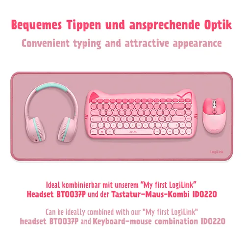 Logilink 70x30 cm XXL Schreibtischunterlage, pink