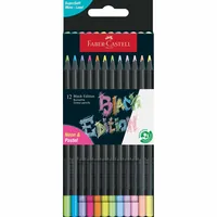 FABER-CASTELL Farbstifte Black Edition 116410 Neon + Pastell 12 Stk.