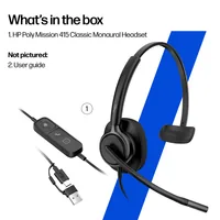 HP Poly POLY MISSION 415 USB HS CL WW Kopfhörer Kopfband Büro/Callcenter Schwarz