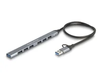 DELOCK 7 Port Slim USB Hub mit USB Type-C oder USB Typ-A