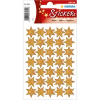 Herma Stickers Weihnachtssticker Sterne 1 Blatt à 35 Sticker - Verpackungseinheit: 1 Stück - Material: Kunststoff - Detailfarbe: Gold - Produkttyp: Weihnachtssticker