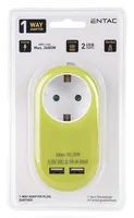 Entac Steckdosenadapter 2x USB-A lime