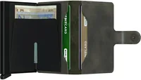 SECRID Portemonnaie Miniwallet Vintage Olive Black - Münzfach: Nein - RFID-Schutz: Ja - Farbe: Schwarz - Olivgrün - Material: Leder - Aluminium - Verschluss: Druckknöpfe - Slider