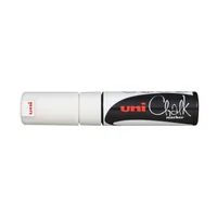 Uni Kreidemarker Uni CHALK 8 mm Weiss - Strichstärke: 8 mm - Verpackungseinheit: 1 Stück - Oberfläche: Metall - Kunststoff - Glas - Papier - Set: Nein - Detailfarbe: Weiss - Eigenschaft-Stift: Non-Permanent - Wetterfest