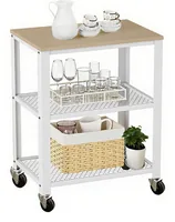 relaxdays Küchenwagen 77.5 x 60 cm Natur-Weiss - Tiefe: 40 cm - Breite: 60 cm - Höhe: 77.5 cm - Detailmaterial: Mitteldichte Holzfaserplatte (MDF) - Stahl - Grundmaterial: Holz - Metall