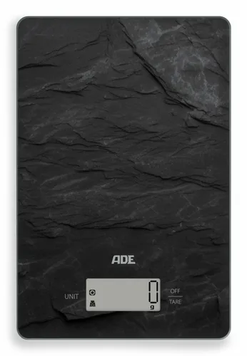 ADE Küchenwaage Julia Schiefer - Bedienungsart: Elektronisch - Messschritte: 1 g - Tara-Zuwiegefunktion: Ja - Detailfarbe: Anthrazit - Gewicht Max.: 5 kg - Material: Kunststoff