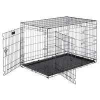 ferplast Transportbox Dog-Inn-105, faltbare Metallbox - Breite: 108.5 cm - Höhe: 76.8 cm - Tiefe: 72.7 cm - Detailfarbe: Schwarz - Produkttyp: Transportbox - Tierart: Hund