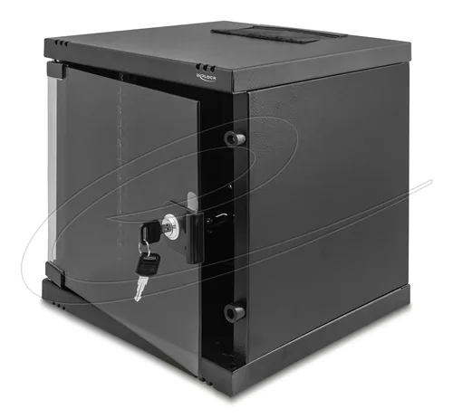 Delock 10? Netzwerkschrank 6 HE mit Glastür zur Stand- oder Wandmontage, 240 mm Tiefe, Traglast 30 kg, 330 x 312 x 300 mm, schwarz