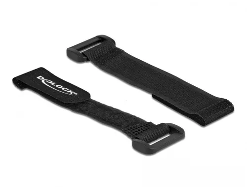 Delock Klettkabelbinder Schwarz 150 mm x 20 mm 5 Stück - Breite: 20 mm - Länge: 150 mm - Produkttyp: Klett-Kabelhalter - Ausstattung Kabelmanagement: Wiederverwendbar - Haftend - Verpackungseinheit: 5 Stück - Material: Klettband