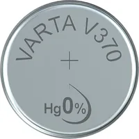 Varta Knopfzelle V370 , 1 Stück - Bauform: Uhrenbatterien - Batterietyp: SR69 / V370 / V371 / 537 / 370 / 371 / SR920W / SR920SW / D371 - Chemisches System: Silberoxid - Gewicht: 0.57 g - Spannung: 1.55 V