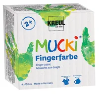 Kreul Fingerfarbe Mucki 150 ml, 4 Stück - Art: Fingerfarbe - Detailfarbe: Gelb - Rot - Grün - Blau - Set: Ja - Verpackungseinheit: 4 Stück